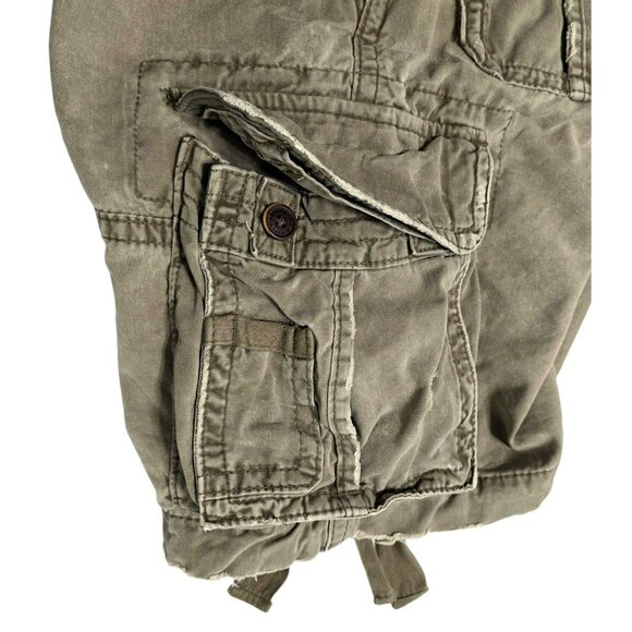 Y2K Abercrombie Fitch Cargo Shorts Mens 31 Military Paratrooper Distressed Green - Picture 6 of 14